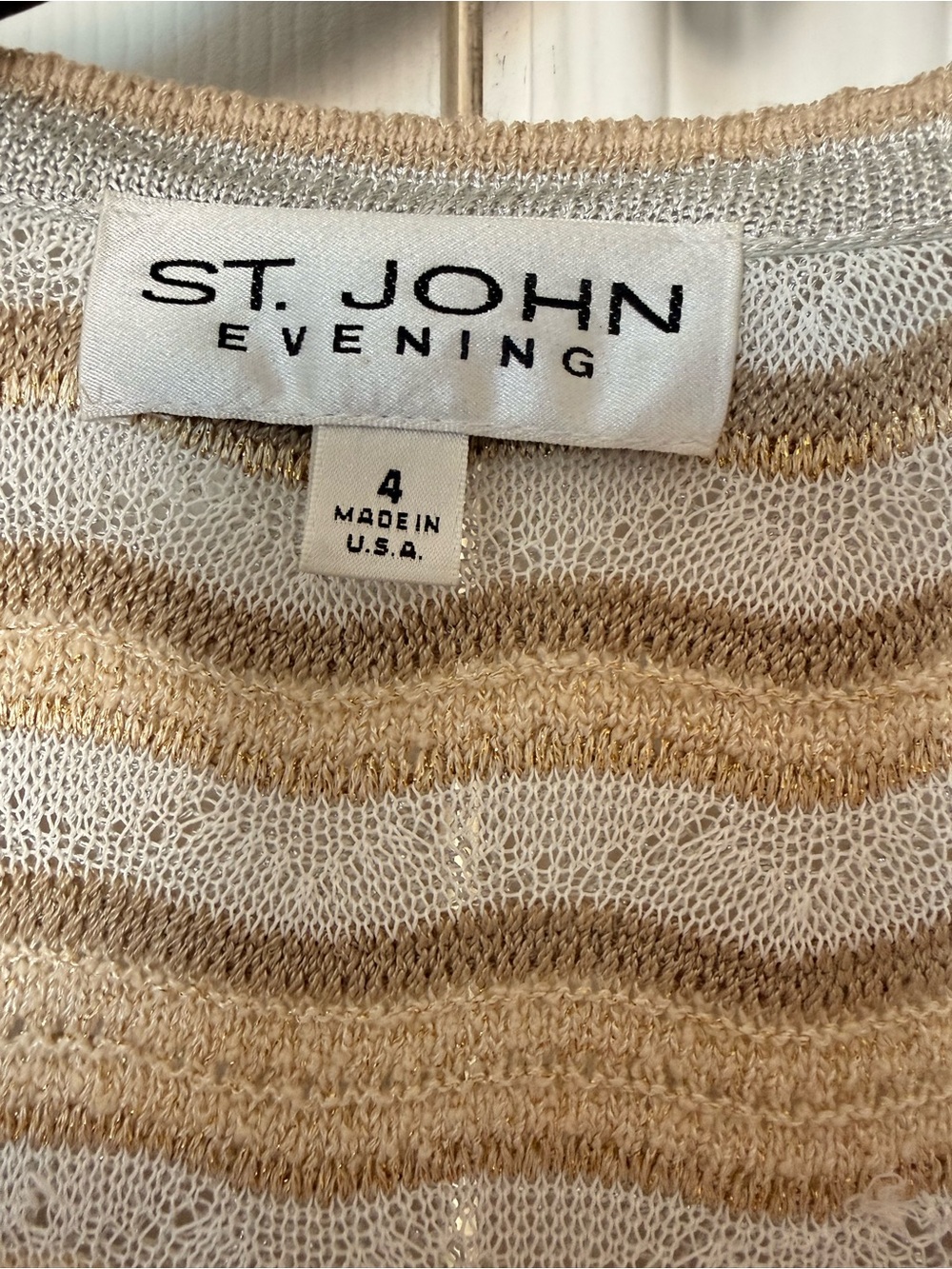 St. John Evening Metallic Wave Knit Longline Cardigan